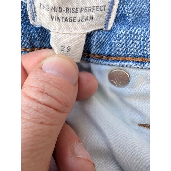 Madewell Women's Mid Rise Perfect Vintage Jeans Sz 29 Cropped Capri Distressed - Picture 6 of 8